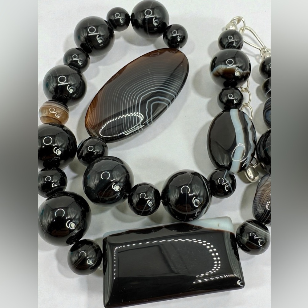 Jay King Mine Finds South African Lace Agate Sterling Silver Necklace 109g 18-20 - Picture 14 of 17